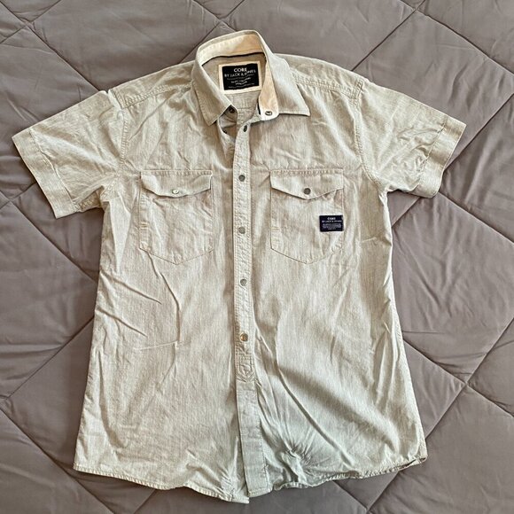 Men's Core by Jack Jones Button Down Short Sleeve Shirt - Picture 2 of 7